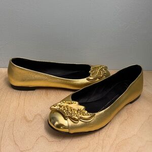 Giuseppe Zanotti Gold Leather Flats